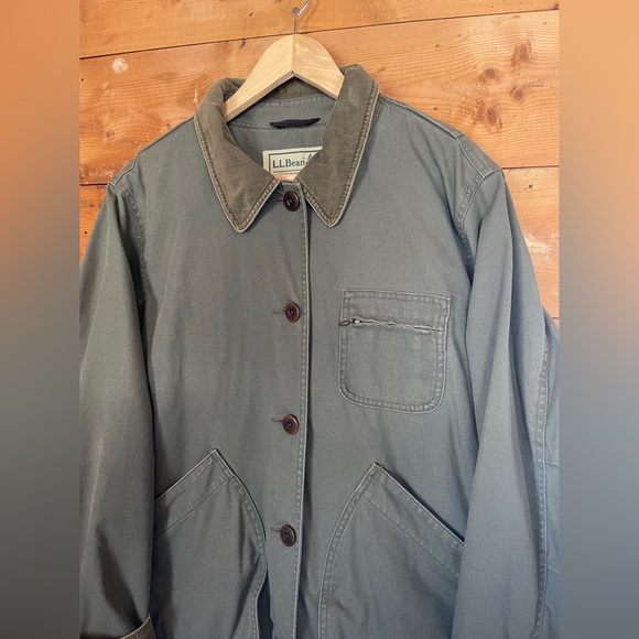 LL Bean Barn Jacket Corduroy Olive - Picture 2 of 6